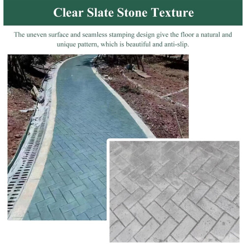 Slate Masonry Pattern Concrete Molds, 80 Cm X 90 Cm Polyurethane Stamping Mat For Sidewalks Cement Stone Stamping Tools 1