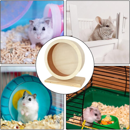 Quiet running wheel for dwarf hamsters, Silent accessory with stand for small pets 2