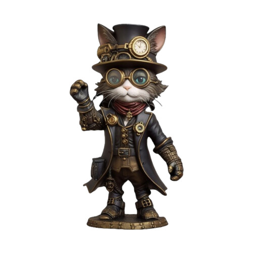 Steampunk Inventor Cats Sculpture-Cat Statue B Ornaments