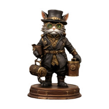 Detailed Steampunk Cats Mini Sculpture-Cat Statue A Ornaments