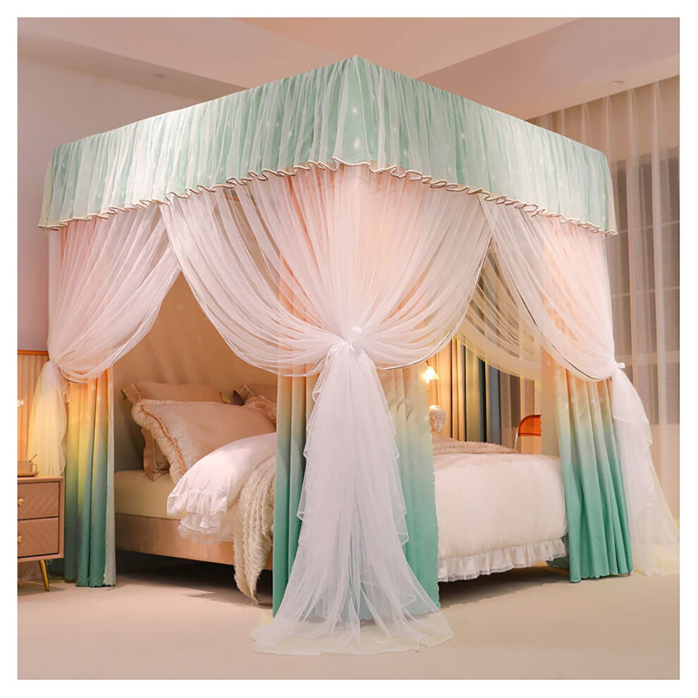 Bed Curtain Four Poster Canopy Mosquito Net For Girls Princess Curtains Single/King Size 2x2.2m Color B All Seasons