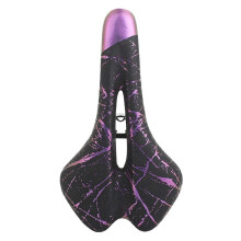 Mountain bike saddle, soft padded, printed bicycle seat – UVresistant, shockabsorbing, purple