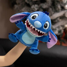 (blue)Cute Stitch Hand Puppet Lovely Stuffed Anime Stitch Lilo & Stitch Parent-child Game Doll Angel Appease Toys Birthday Gifts