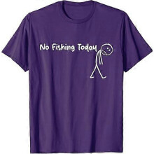 (XXXL)Sad Stick Figure Fishing Lover No Fishing Today Fathers Day T-Shirt Men's Fashion Fisherman Feeling Saying Tee Y2k Novelty Gift