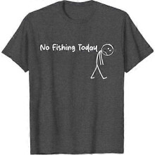 (XL)Sad Stick Figure Fishing Lover No Fishing Today Fathers Day T-Shirt Men's Fashion Fisherman Feeling Saying Tee Y2k Novelty Gift