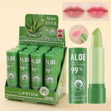 (B) 12PCS Moisturizing Aloe Color Changing Lipstick Long Term Moisturizing and Moisturizing Lipstick Lip Color Lip Care