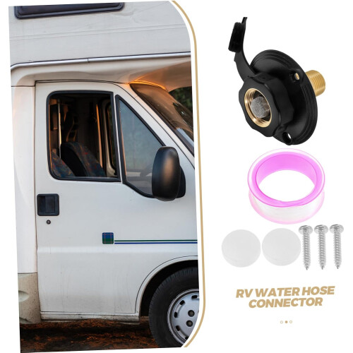 Rv Water Inlet Connection with Leak Flange and Filter for Camper Trailers and Use Quick Installation Threaded Interface for Reliable Performance 1