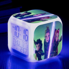 (10) KPop Demon Hunters Alarm Clock Anime Peripheral LED Cube with Colorful Light Display Time Children Desktop Decor Digital Clock
