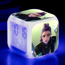(11) KPop Demon Hunters Alarm Clock Anime Peripheral LED Cube with Colorful Light Display Time Children Desktop Decor Digital Clock
