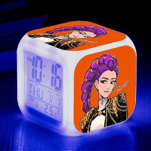 (3) KPop Demon Hunters Alarm Clock Anime Peripheral LED Cube with Colorful Light Display Time Children Desktop Decor Digital Clock