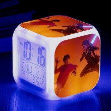 (22) KPop Demon Hunters Alarm Clock Anime Peripheral LED Cube with Colorful Light Display Time Children Desktop Decor Digital Clock