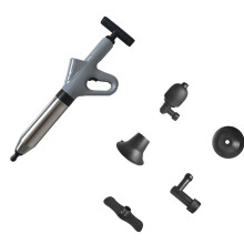 Stainless Steel Toilet Plunger With Pressure Gauge For-Gray