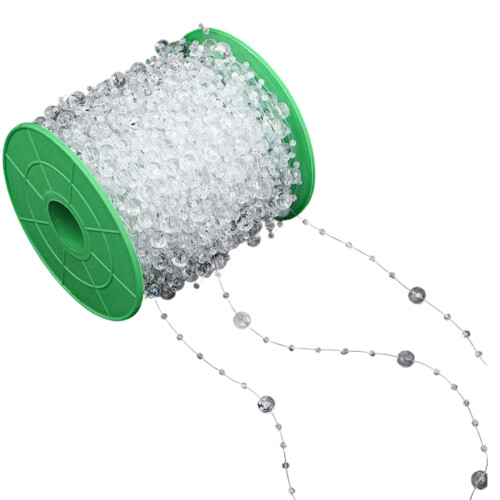 Clear Plastic Beaded Chain For Handmade-Round bead transpare
