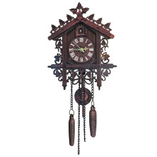 Cuckoo Clock Handcrafted Black Forest Wooden Wall Clock with Roman Numerals, Vintage Battery Operated Decor