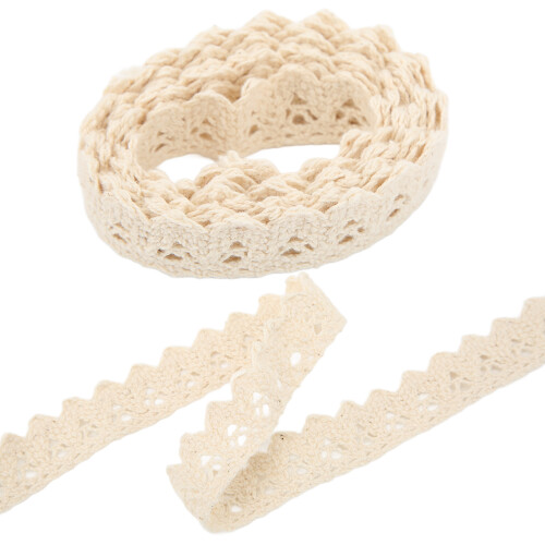 Spitzenband, Baumwollfaden, 20 Yards, Beige, 1