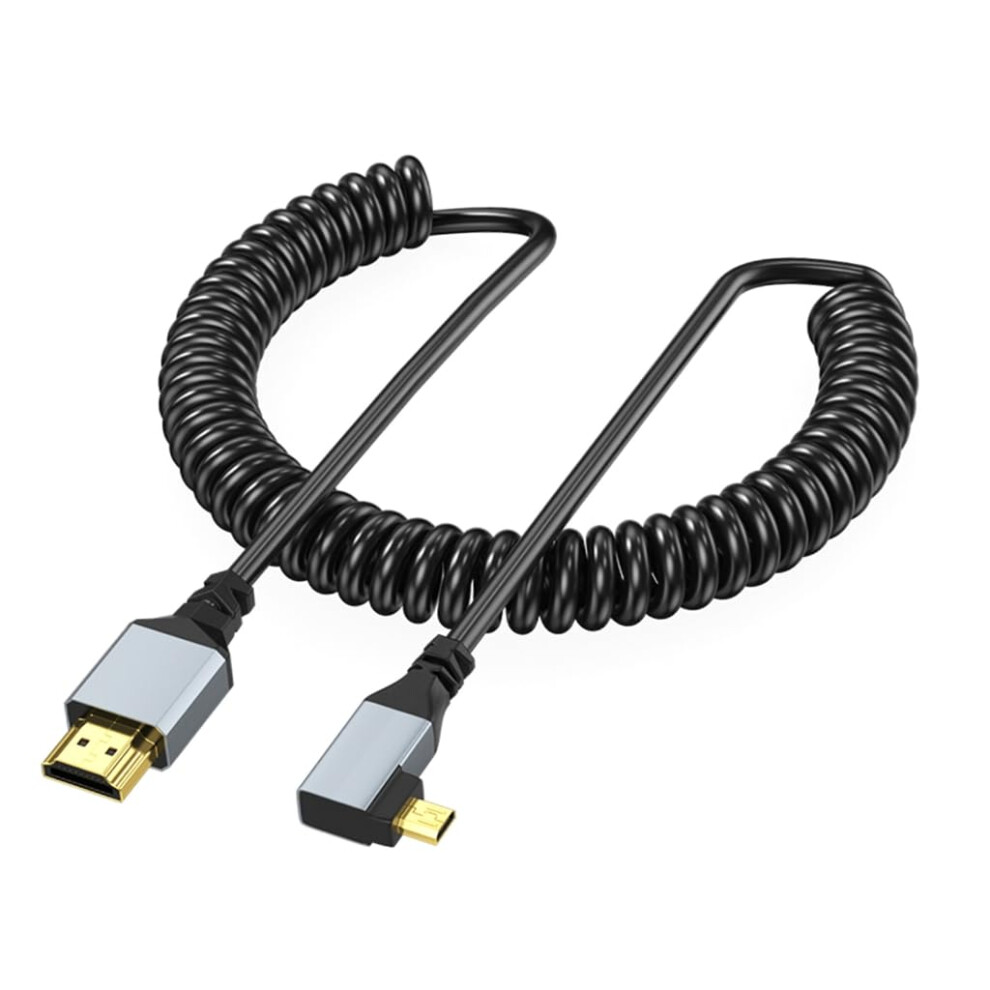 Hdtv 4K Coiled Cable 90 Degree Right Angled Hdtv Male To Hdtv Male Adapter Spring Spirals Cord 4K 60Hz 2160P/1080P/720P Bend Right 9426802243666