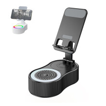 Sonicdrop Dock, Bluetooth Speaker Stand, Foldable Angle Phone Charger Stand, Mini Portable Ambient Light Stereo (Black)