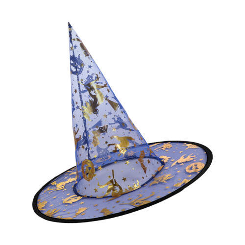 5Pcs Halloween Witch Hat 33cm High Pointed Wizard Hat-Blue