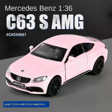 (AMG C63 boxed) 1:36 Pink Benz Diecast Alloy Model Car Children Lighting and Music Simulation Car Collection Model Presents A Girl Toy Gift