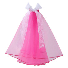 Bowknot Veil for Dog and Cats Holiday Pet Costume Lace-Rose red
