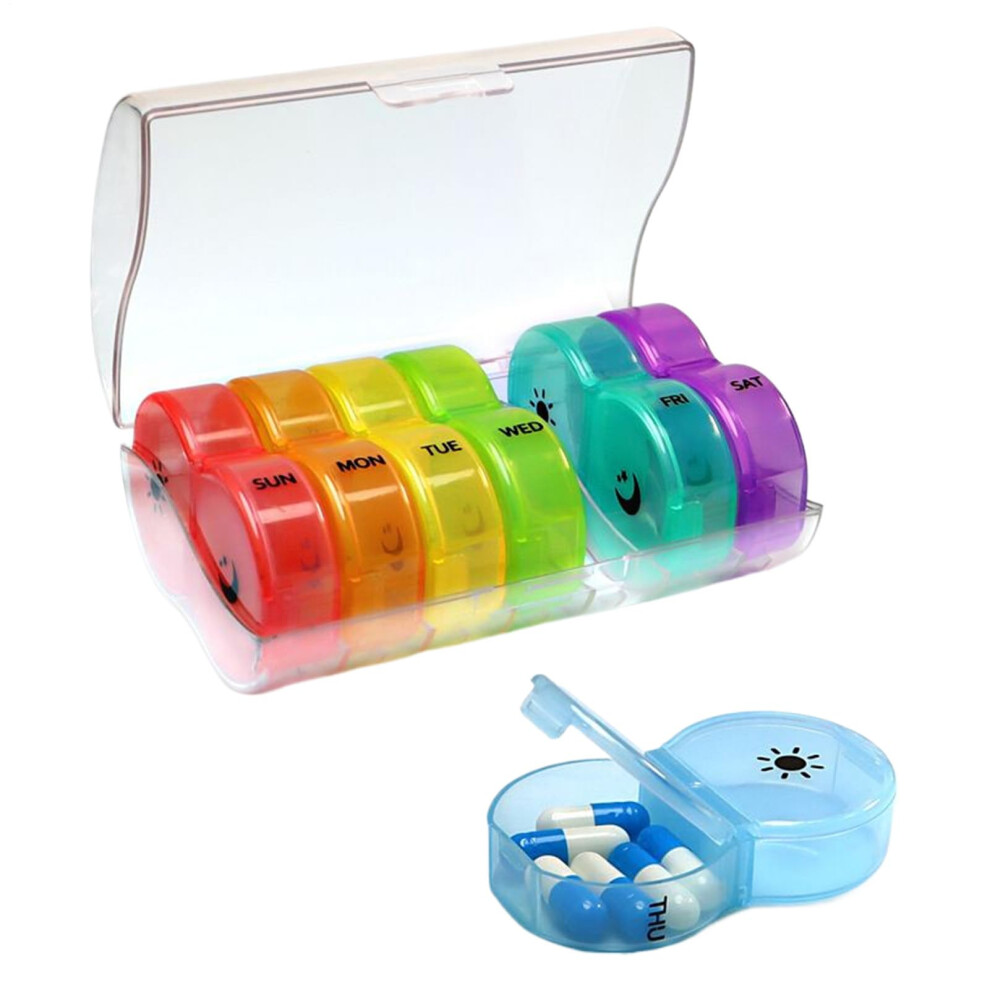 Pill box  Pill box â Portable transparent and colorful container for dietary supplements and medications, ideal for seniors and travel. Transparent.