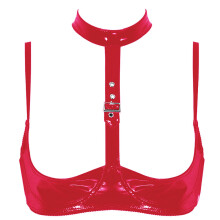 Gloss Sexy Neck Bra Adjustable Strap Underwear Lingerie Sexy Nurse Red 3XL