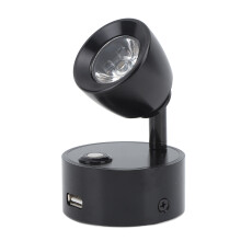 Faro di lettura LED per RV USB ricaricabile 2W touch nero per DC12-24V