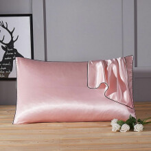 Protect Hair and Skin, Silk Satin Pillowcase, Microfiber Bed Pillow Covers, Zipper Closure, Easy Care for Pure Silk Upper Side (Pink, 1PC)
