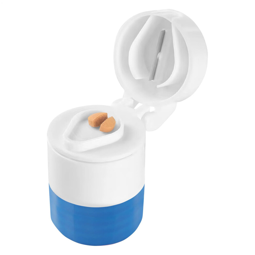 Blue Portable Pill Organizer With Pill Cutter, Multifunctional Medicine Case For Pills, Medications Supplements, Compact Efficient Pp Material In