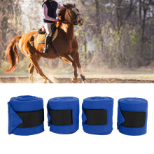 Pferdetraining-Binden 4 Stück Selbstklebende Fleece-Beinbandagen für Training Blau