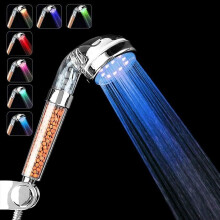Filtered Shower Head with Hose, Color Changing Water Temperature Sensitive LED, Double Filtration System, ABS Material, High Pressure Water Saving Eas