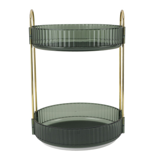 2-stufiger Make-up-Organizer, 360-Rotation, Platzsparend, Grün 2