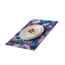 Washable Linen Table Cover Daisy Print-Purple camouflage