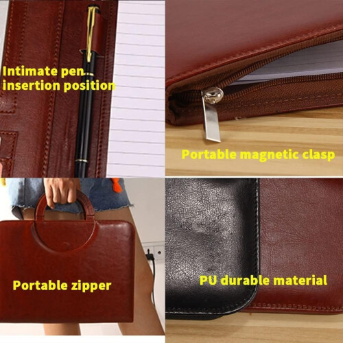 Storage Folder, Business with Handle, Card Storage, Writing Pad,  Carry Bag for Interview Conference (Bruin) 2