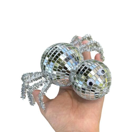 Glittering Disco Ball Spiders Decoration Reusable-style A