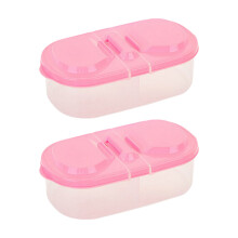 Portable 2 Section Plastic Food Container For Kids Snacks-Pink