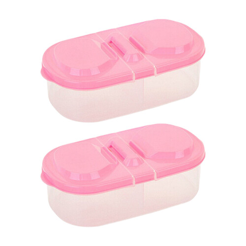 Portable 2 Section Plastic Food Container For Kids Snacks-Pink