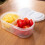 Portable 2 Section Plastic Food Container For Kids Snacks-Pink 4