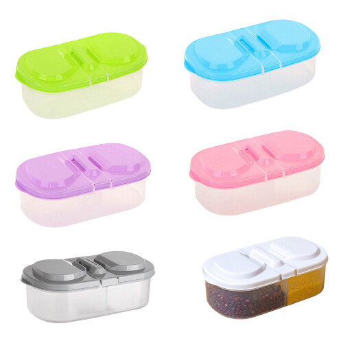 Portable 2 Section Plastic Food Container For Kids Snacks-Pink 1