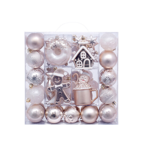 74Pcs Christmas Baubles Ornament-Deep champagne white