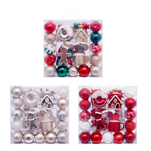 74Pcs Christmas Baubles Ornament-Deep champagne white 1