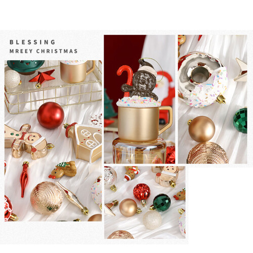 74Pcs Christmas Baubles Ornament-Deep champagne white 2