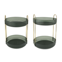2-stufiger Make-up-Organizer, 360-Rotation, Platzsparend, Grün