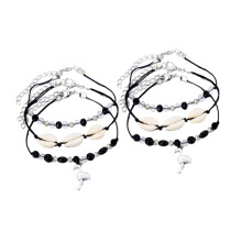 Elegant anklet set with crystals and shells in vintage style for everyday wear, parties, and the beach