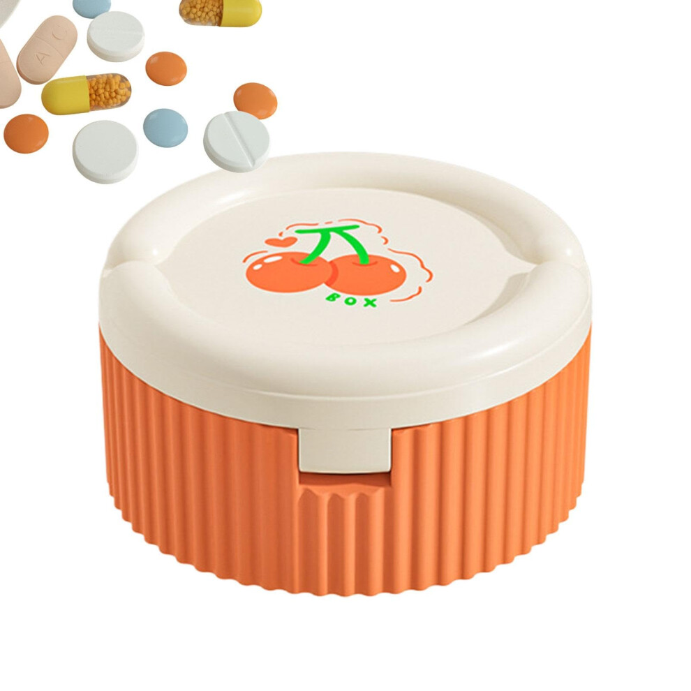 Women's Orange Pill Box, Pill Organiser, Medicine Box Container With Foldable Water Cup, Organiser For Small Dietary Supplements For Men, Elderly
