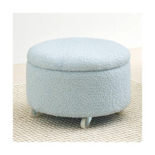 Sturdy Fiber Blend Ottomans With Pulley Resilience Round 10Inch Blue Storage Ottoman Foot Rest
