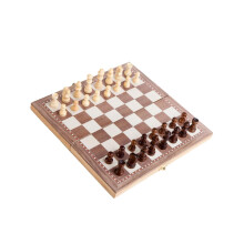 3in1 Set Portable Wooden Travel Play Set 30 x 30 cm Educational for Adults Foldable Set Board Game Khaki