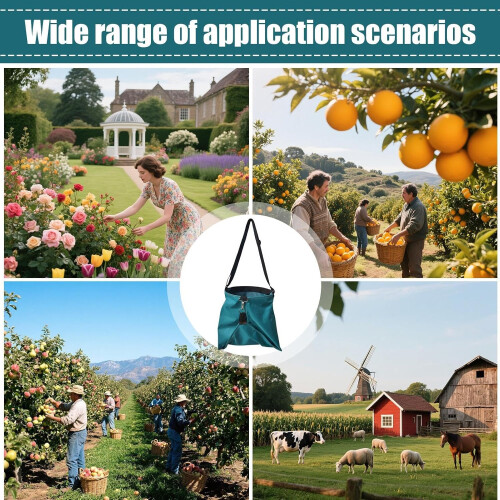 Harvesting Apron with Extra Large Pockets, Quick Release Bottom and Adjustable Strap for Fruit, Vegetable and Berry Picking 2
