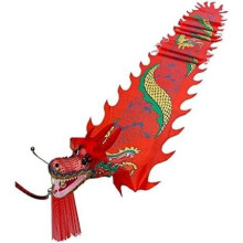 Dragon dance ribbon snake, dragon silk ribbon, dragon shape, Chinese dragon dance ribbon, spring tour streamer, fiberglass handle travel bag (6 m)
