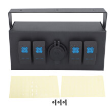 Rocker Switch Panel With Led Voltmeter Waterproof 4 Gang Multi Function Box Dual Usb Charger Quick Charge Easy Installation Night Glow Stickers For